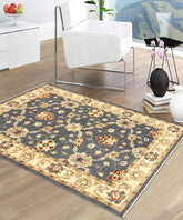 handmade Transitional Kafkaz Blue Ivory Hand Knotted RECTANGLE 100% WOOL area rug 4 x 6